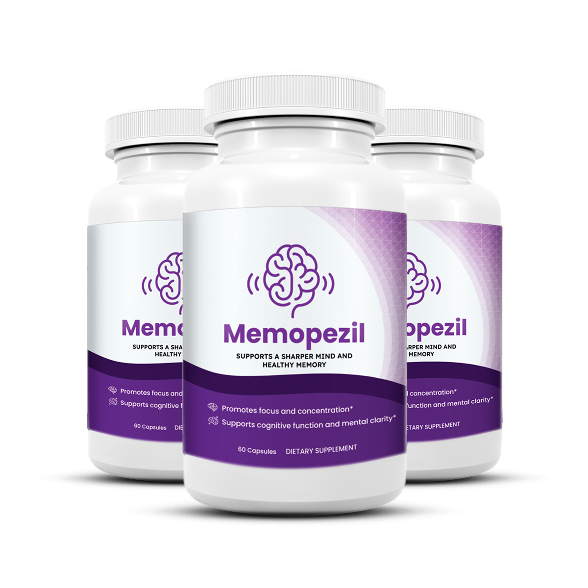 Memopezil® memory and brain support supplement — 3 bottle pack, 60 capsules each